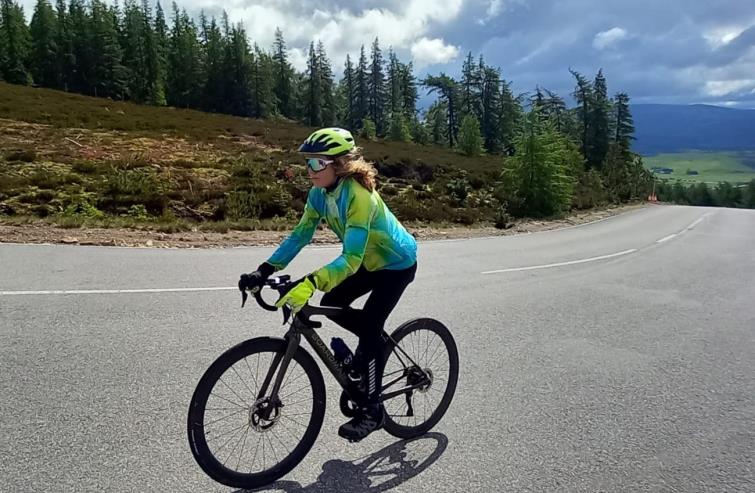 Hugo tackles one of the many hilly climbs